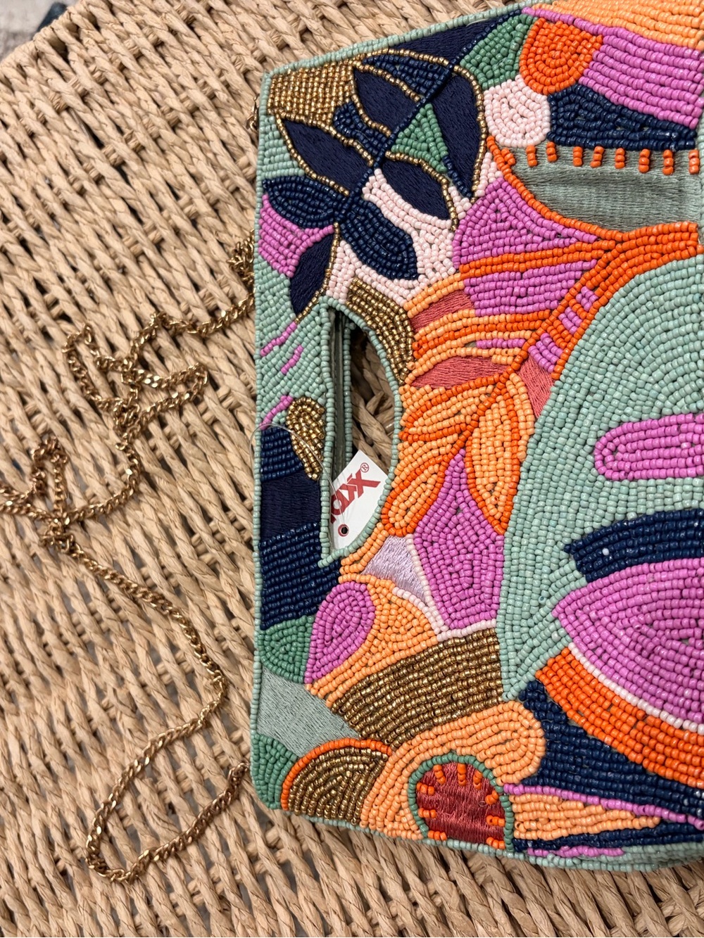 Colorful Beaded Crossbody Clutch - Multicolor
